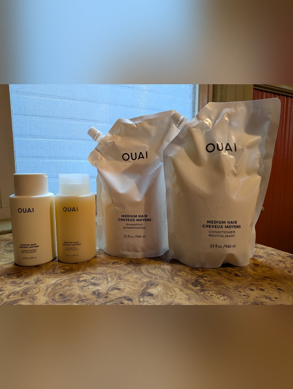 OUAI Medium Hair Shampoo And Conditioner Set with Refills